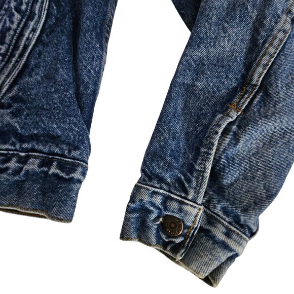 Vintage 80’s Levis 70411 0816 Buffalo Plaid Lined Denim Trucker Jacket Size 44 - Picture 4 of 8